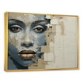thumbnail image 2 of Designart "Collage Of An African Woman In Blue And Beige I" Africa Floater Framed Wall Art Living Room, 2 of 5
