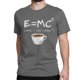 thumbnail image 5 of Camisetas de algodón para hombre y mujer, con cuello redondo y manga corta, con fórmula física E = MC2, de energía=leche+café., 5 of 7