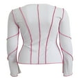 thumbnail image 4 of Femmes Mode Sauvage T-Shirts Patchwork Tricoté Col Côtelé Fusée Chemises à Manches Longues Printemps Automne Slim Fit Tops, 4 of 5
