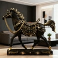 thumbnail image 4 of Resin Running Horse Sculpture Home Office Feng Shui Decor Wealth Luck Attraction Decorative Ornament Galloping Horse Figurine, 4 of 5