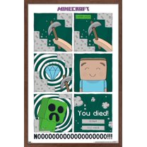 Minecraft - Simple Comic Steve Creeper Wall Poster, 14.725" x 22.375" Framed