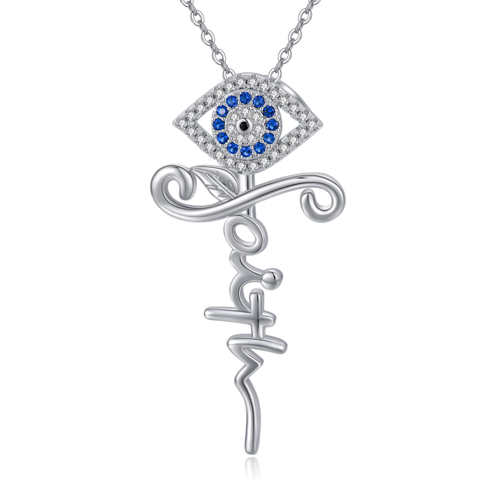 Coachuhhar Evil Eye Necklace 925 Sterling Silver Cross Faith