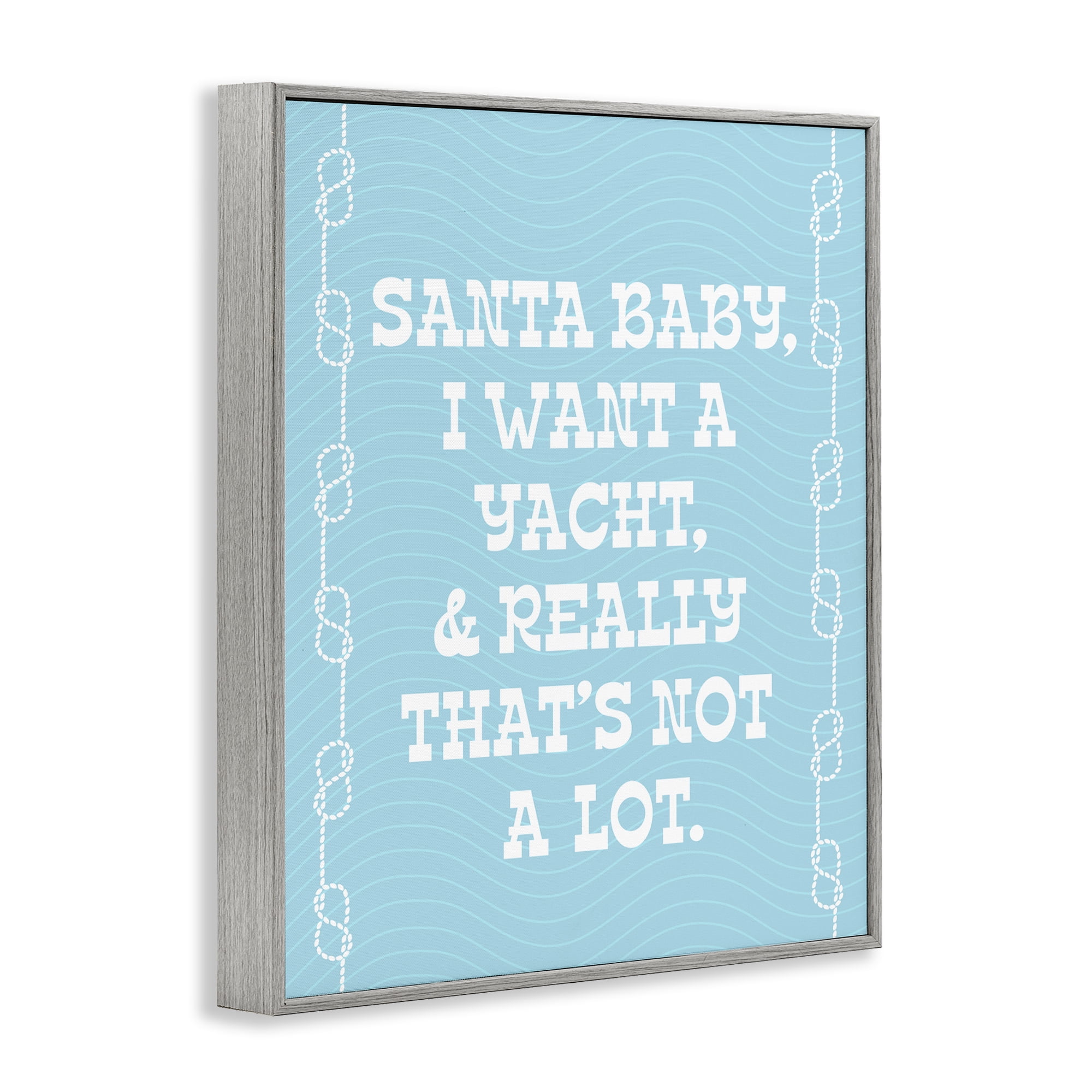 Stupell Industries Funny Yacht For Christmas Holiday Painting Gray Framed Art Print Wall Art, 16 x 20