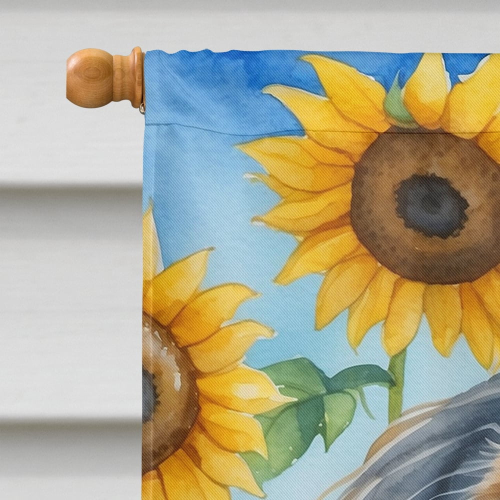 Caroline's Treasures DAC6001CHF Afghan Hound in Sunflowers House Flag Large Porch Sleeve Pole Decorative Outside Yard Banner Artwork Wall Hanging, Polyester, House Size, Multicolor
