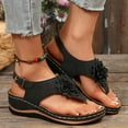 thumbnail image 5 of Flower Wedge Flip Flop Sandals for Women with Arch Support Comfortable Orthopedic Walking Dress Summer Shoes, 5 of 7