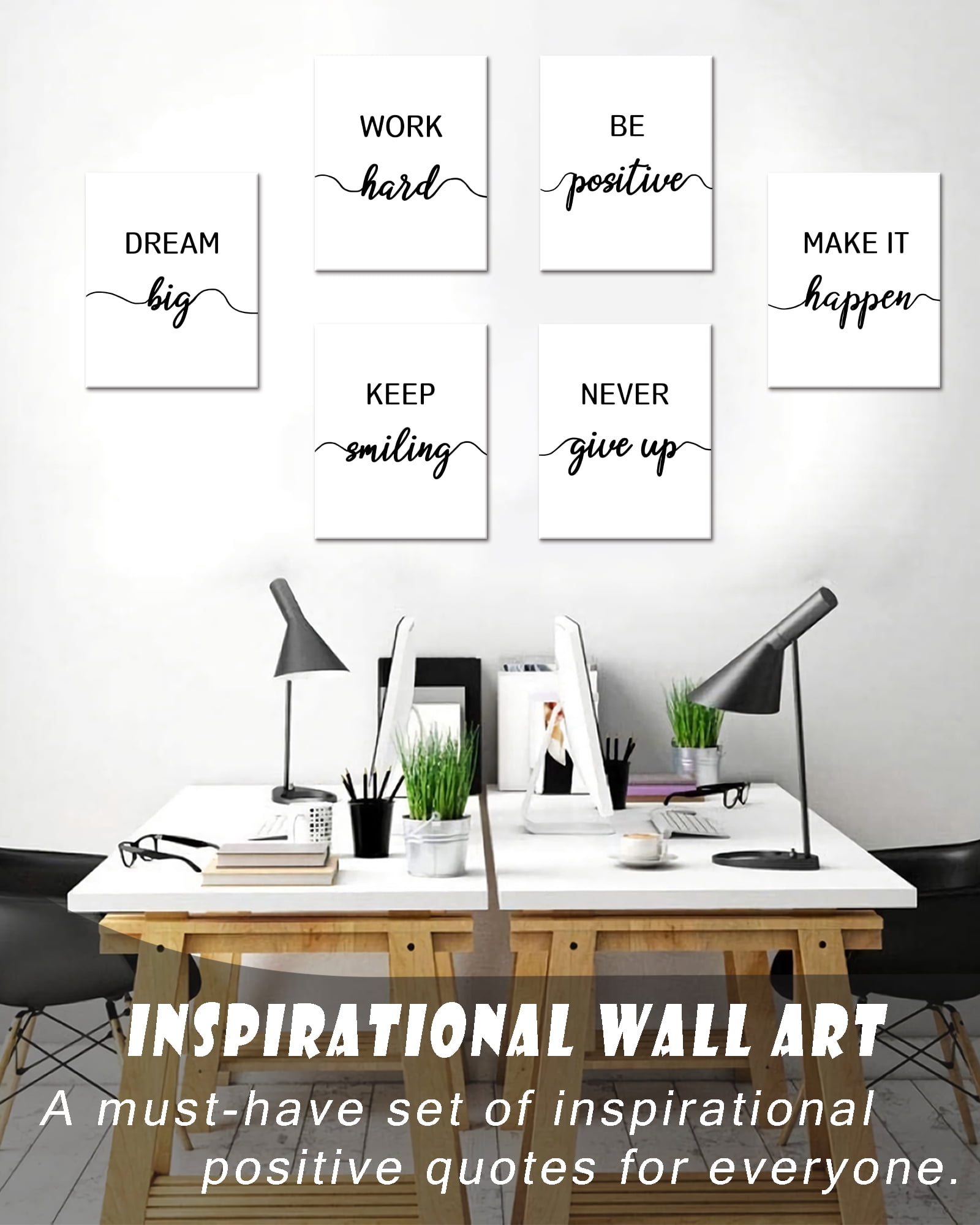 Drsoum Inspirational Office Wall Art Motivational Quotes Encouraging Sayings Framed Posters 8x10in