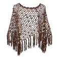 thumbnail image 4 of Kingdiese Womens Sequin Knit Triangle Shawl Fashion Tassel Asymmetric Cape Swimwear Cover Up Knit Cover Ups for Swimwear Women, Size XS, 4 of 4