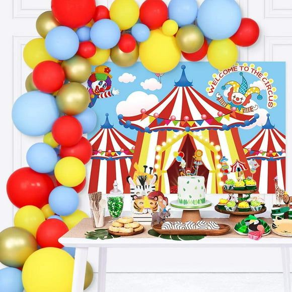 foci cozi 125 Pcs Circus Party Decorations Set - Carnival Backdrop, Carnival Clown Birthday Baby Shower Props