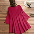 thumbnail image 3 of Shakumy Shirts for Women Tall Women Vintage Three Quarter Lace V Neck Plus Size Top T Shirt Women's Plain T Shirt Shirt Red 4X-Large, 3 of 5