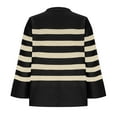 thumbnail image 4 of Fengqque Sweaters for Women Crewneck Long Sleeve Striped Color Block Loose Knit Pullover Sweater Tops Black L(L), 4 of 6