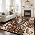 thumbnail image 2 of Country Patch Plaid Area Rugs 6'x9', Washable Small Throw Rugs for Kitchen Dining room, Brown Farmhouse Retro Bear Deer Cabin Indoor Outdoor Rug Non-Slip Low Pile Carpet Runner Reversible Floor Mats, 2 of 8