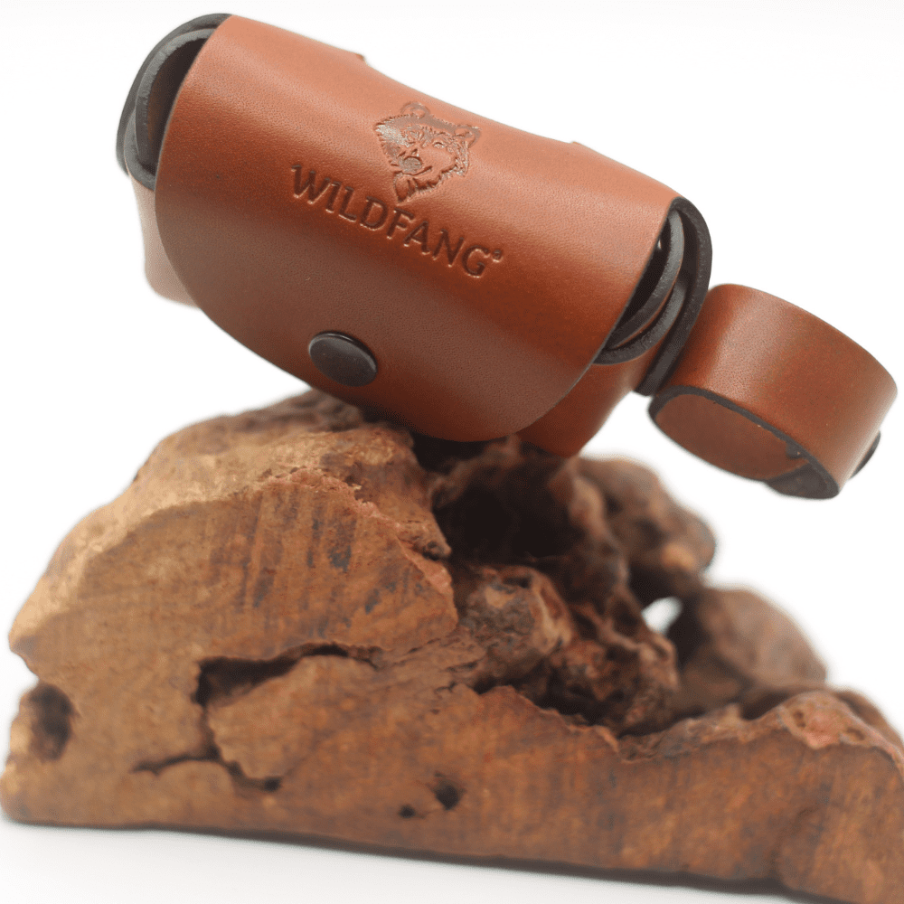 Wildfang® Dog Poop Bag Holder – Real Leather Dog Poop Bag Dispenser, Double-Compartment Poop Bag Holders for Leashes