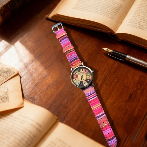 Casual Fashion Watch Textile Strap with Arabic Numeral Dial, Easy to Read Day Date Display, Alloy Case, Quartz Analog Watch, Water Resistant, Stylish Daily Accessory, Gift Idea