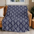 thumbnail image 2 of Modern Blue Flannel Blanket for Bed,Travel and Camping, Vintage Geometric Abstract Geometric Super Soft Cozy Blanket for All Seasons 30"x40", 2 of 7