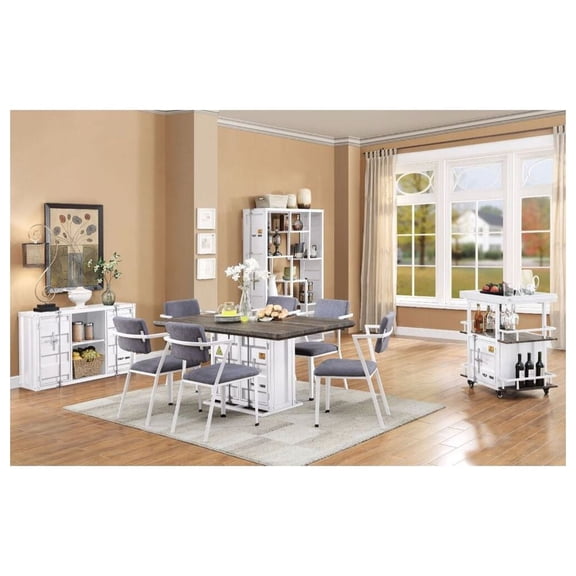 ACME Cargo Dining Table, Antique Walnut & White