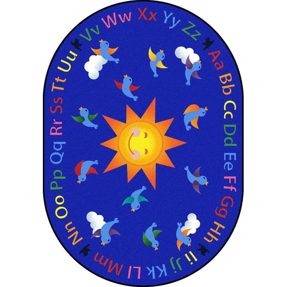 Joy Carpets Kid Essentials Alphabet Tweet 54" x 78" Oval Indoor Area Rug in Color Multi