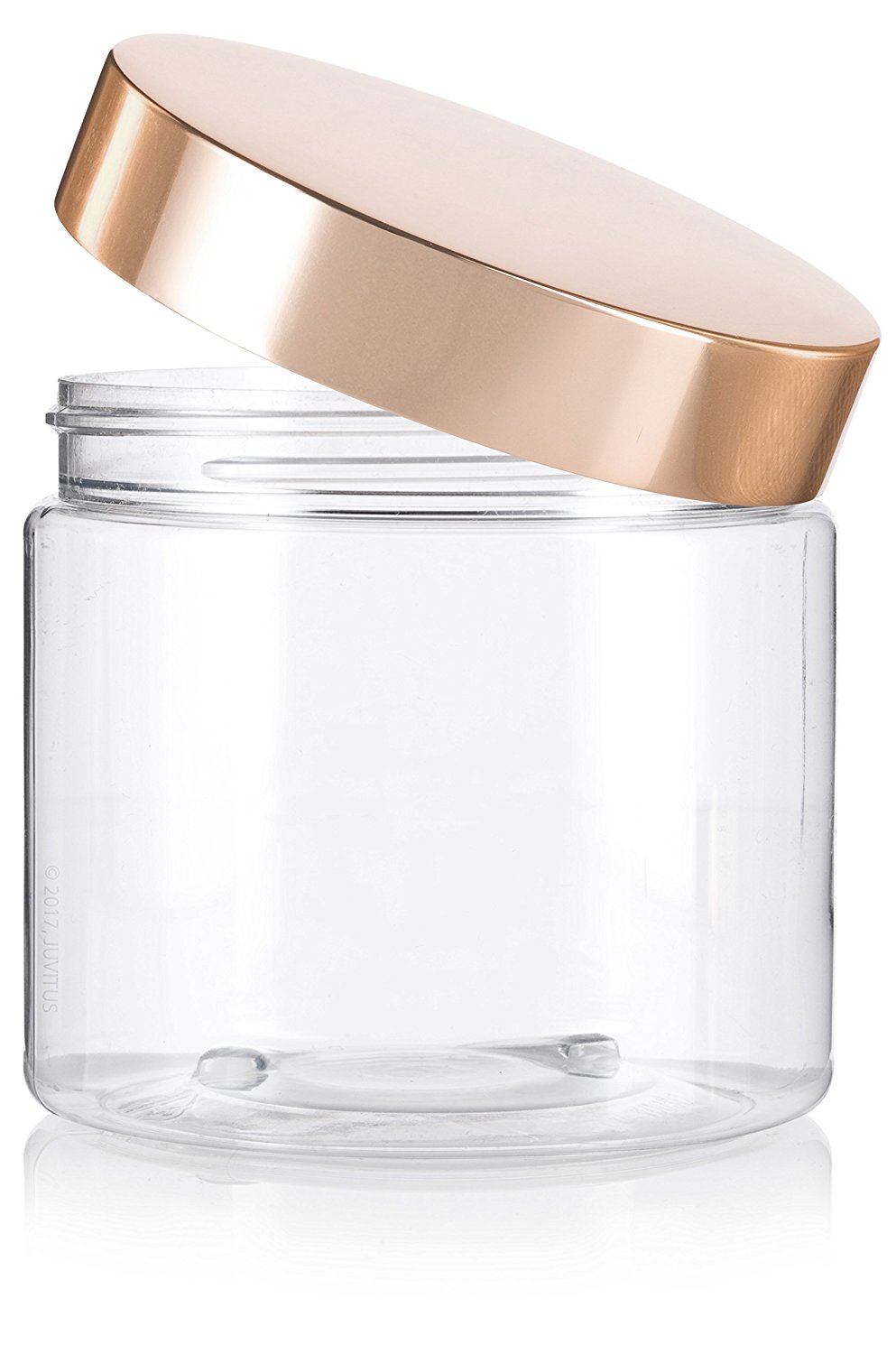 Clear PET Plastic (BPA Free) Large Refillable Jar with Gold Metal