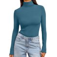 thumbnail image 3 of TrdSipl Women's Long Sleeve Shirts Turtleneck Tight Fitted Tops Fall Winter Warm Down Underwear Tops Soft Stretch Basic Layer Tee, 3 of 8