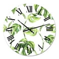 thumbnail image 2 of Designart 'Vintage Floral Tropical Leaves Ii' Tropical Wall Clock, 2 of 5