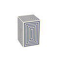 thumbnail image 3 of Bone Inlay End Table – Rectangular Blue & White Geometric Accent Table, 3 of 5