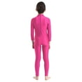 thumbnail image 5 of Sinleey Kids Girls Long Sleeves Gymnastic Full Body Leotard Unitard Zipper Athletic Sports Jumpsuit Rose 13-14, 5 of 7