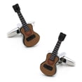 thumbnail image 1 of Gemelos con forma de guitarra para hombre, diseño de guitarra de color amarillo colorido, 1 of 2