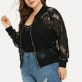 thumbnail image 4 of hgsbede Women Coats Plus Size Clearance Womens Solid Casual Plus Size Lace Loose Shawl Cardigan Top Cover Up Long Sleeve, 4 of 9