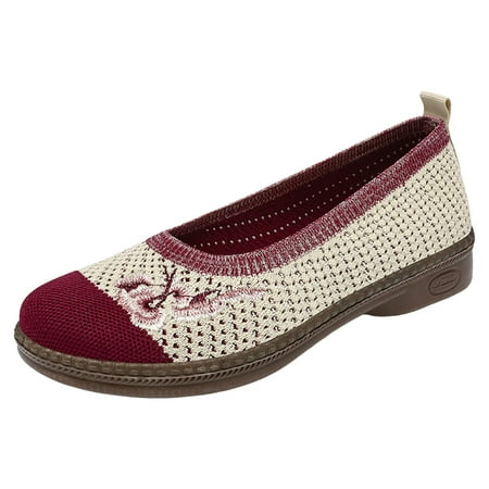 

DVKOVI Cute Shoes for Teen Girls Women Casual Shoes Fashion New Pattern Simple Flower Print Comfortable and Lightweight Flat Bottomed Shoes Foldable Flats for Women Red 39