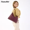 thumbnail image 7 of Montana West Hobo Bags for Women Ultra Soft Vegan Leather Ladies Crossbody Purse With Zipper, Burgundy, 7 of 7