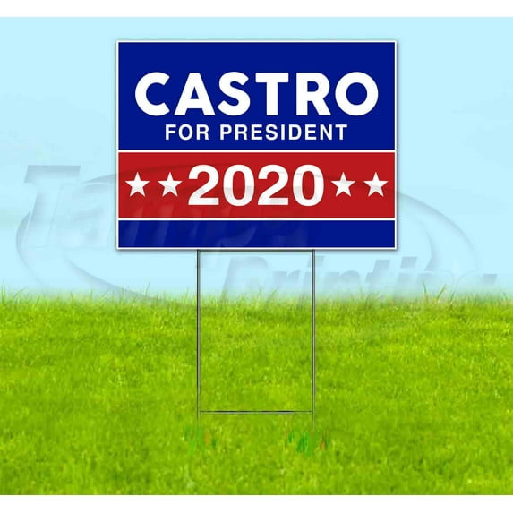 Castro For President 2020 (18" x 24") Yard Sign, Includes Metal Step Stake