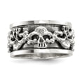 thumbnail image 1 of 925 Sterling Silver Spinning Vintage Skull Ring Man   For Dad Mens  For Him, 1 of 6
