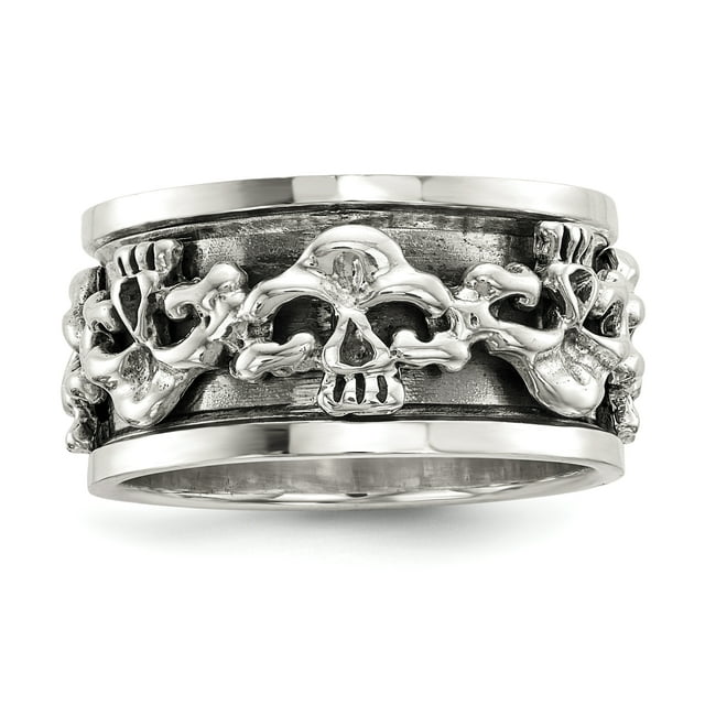 925 Sterling Silver Spinning Vintage Skull Ring Man For Dad Mens For Him