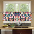 thumbnail image 4 of Yayeee Kitchen Curtains Set of 2 Light Filtering 57"x36" Over Sink Window Panels, Orange Geometric, 4 of 7