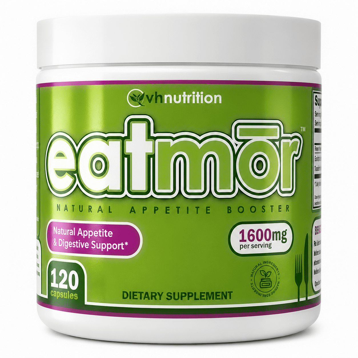 VH Nutrition Eatmor Appetite Stimulant - Natural Weight Gain Pills, Vitality & Hunger Boosting Orxegenic Supplement - 120 Capsules