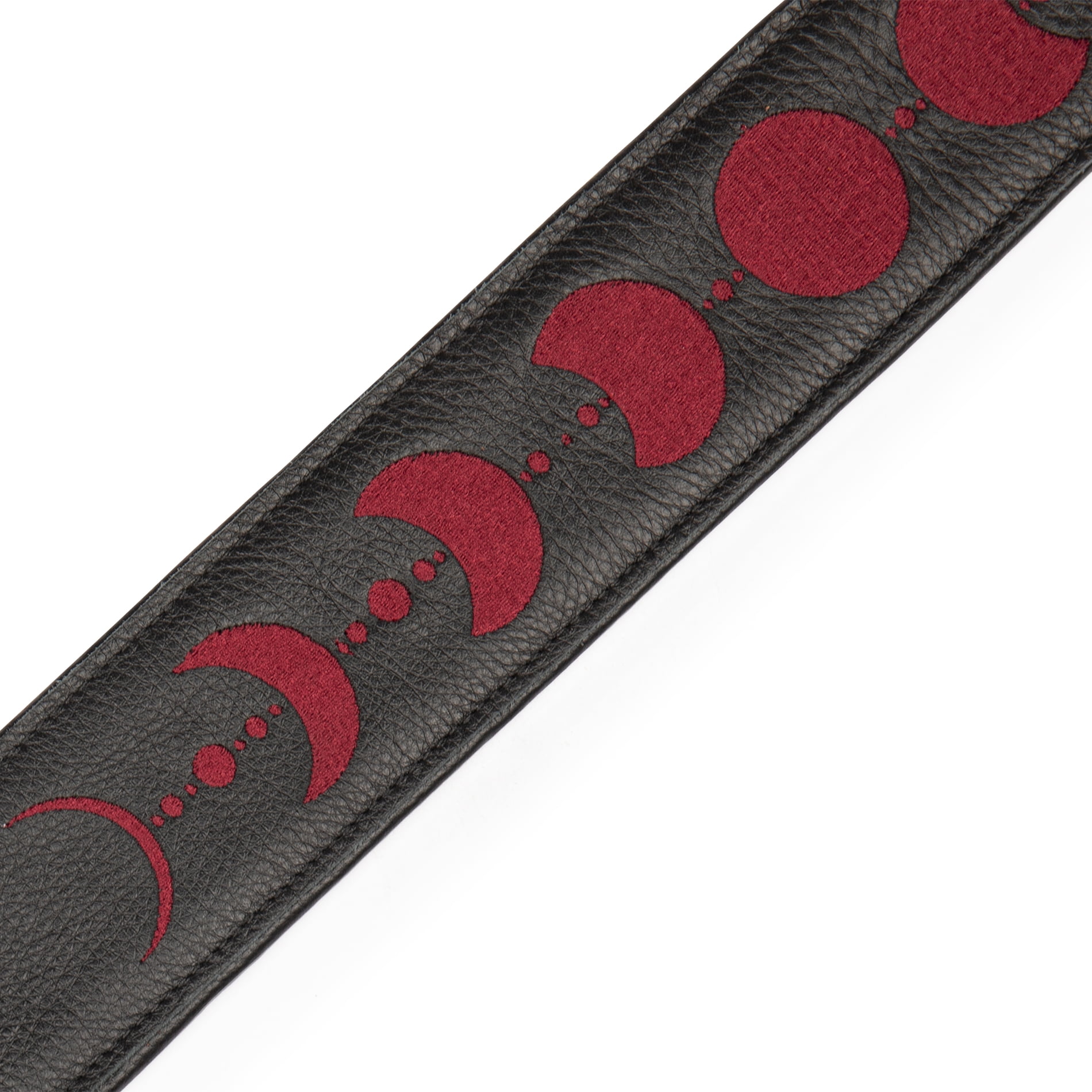 Levy's 2.5" Black Garment Leather Guitar Strap Burgundy Moon