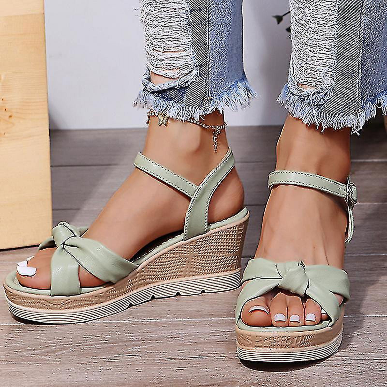 Platform Wedge Heel Sandals Women 2023 Summer Ankle Strap Open Toe