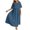 Dark Blue, variant on OSOLU Solid Color Women Fashion O-Neck Half Sleeve Loose Cotton Pocket Mid-Length Dress Leisure Sundress Wedding Guest Dresses For Women