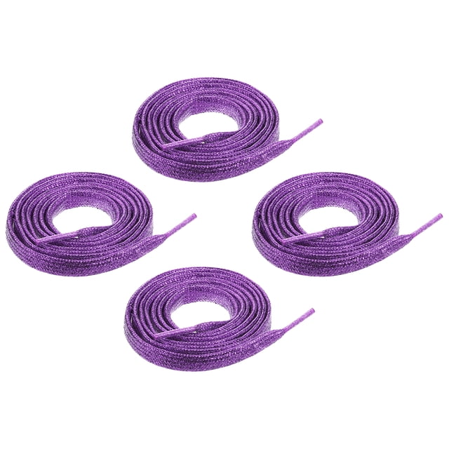 2 pares de cordones planos brillantes, 51" cordones metálicos brillantes para zapatillas, botas, patines y zapatos para correr, púrpura