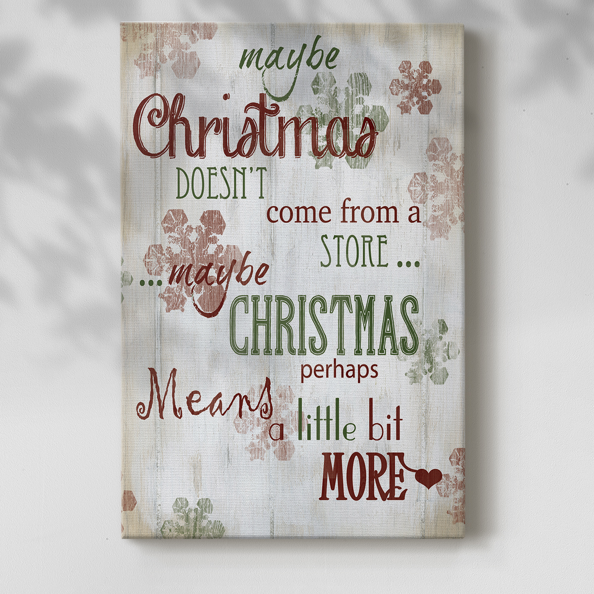 Wexford Home Christmas Means More - 12" x 18" Gallery Wrapped Canvas, Ready to Hang