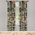 thumbnail image 2 of Ambesonne Bohemian Curtains 2 Panel Set, Retro Mid Century Abstract, Pair of - 28" x 63", Dark Orange and Reseda Green, 2 of 4