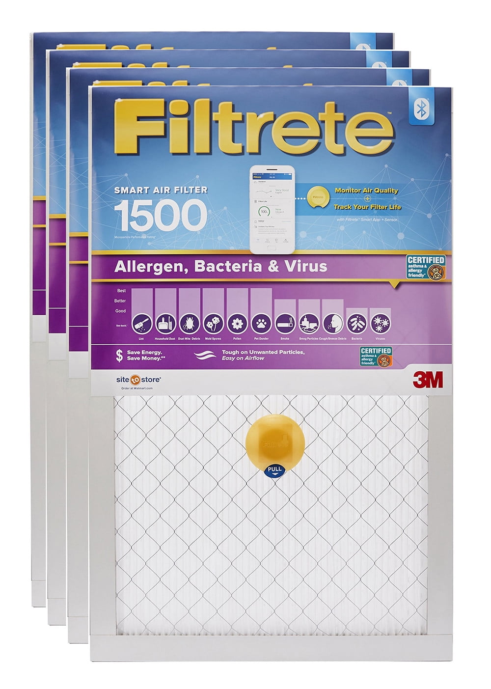 Filtrete Smart 20 x 20 x 1 inch Allergen, Bacteria & Virus HVAC Air and