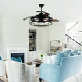 thumbnail image 4 of Parrot Uncle 52-inch Retractable Ceiling Fan with Lights and Remote, Matte Black Industrial Cage Fandelier, 4 of 12
