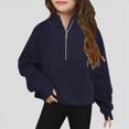 thumbnail image 2 of TOWED22 Girls Half Zip Up Sweatshirt Long Sleeve Cropped Pullover Sweatshirt Fall Cute Clothes for Girls Fashion Winter Sweatshirts,E, 2 of 7