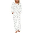thumbnail image 2 of YWDJ Pajama Sets for Women Long Sleeves Lightweight Plus Size Hearts Shirt with Pockets 2 Piece Long Pants Loungewear L White, 2 of 6