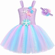 Jurebecia Princess Tutu Dress Girls Halloween Costume Color Led Light up for Halloween Birthday Party Kids 6,4-5Years