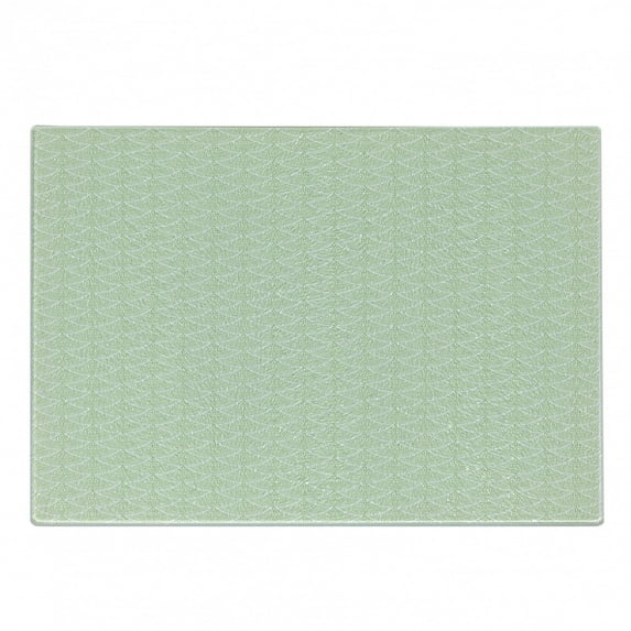 Fish Scale Cutting Board, Fountain of Stars on White Background Green Ornamental Arcs, Decorative Tempered Glass Cutting and Serving Board, Small Size, Apple Green and White, by Ambesonne
