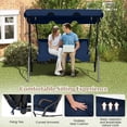 thumbnail image 6 of Topbuy 3-Person Swing Chair Porch Swing Seat with Adjustable Canopy Removable Cushion & Stable Metal Frame Outdoor Hanging Swing Glider Lounge Chair for Garden Yard Balcony Navy, 6 of 10
