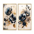 thumbnail image 2 of Designart "Poppy Flowers in Navy Blue and Gold II" Poppy Framed Wall Art Set Of 2 - Blue Floral Frame Gallery Set For Office Decor, 2 of 7