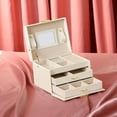 thumbnail image 7 of Gogcaro Synthetic Leather Jewelry Box Mirrored Watch Organizer Necklace Ring Earring Storage Lockable Gift Case (White), 7 of 7