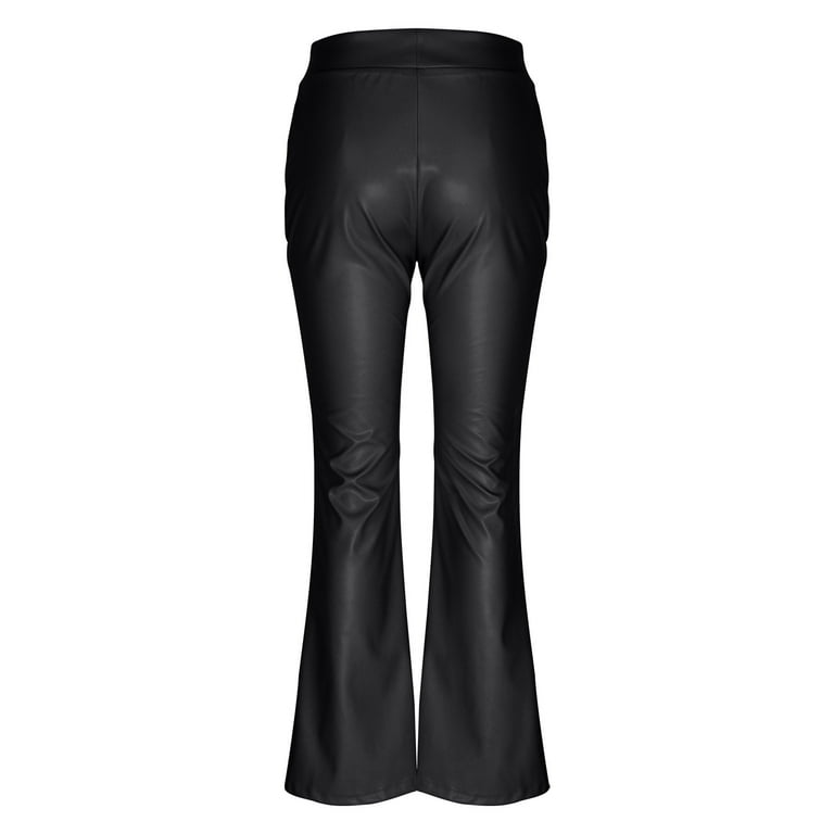 BZGTZT Faux Leather Flare Pants for Women Stretchy Butt BZGTZT Faux Leather Flare Pants for Women Stretchy Butt
